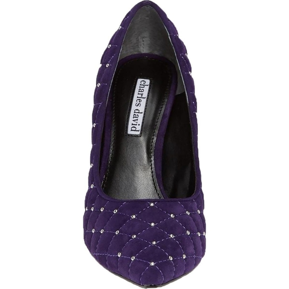 👣CHARLES DAVID Castle Stiletto Evening Dress Heels - Dark Purple footwear - Picture 2 of 13